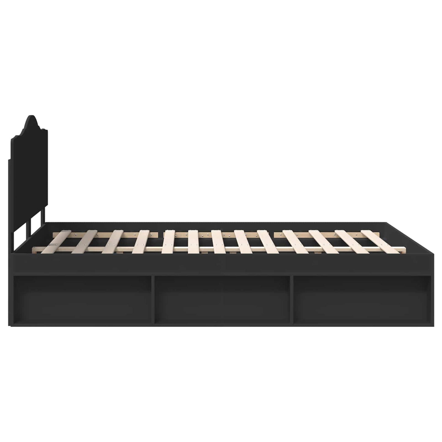 Bed Frame with Headboard Black 140 x 200 cm Solid Pine Wood