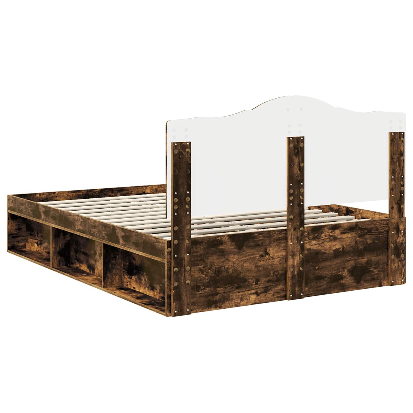 Bed Frame Smoked Oak 140 x 200 cm Solid Pine Wood