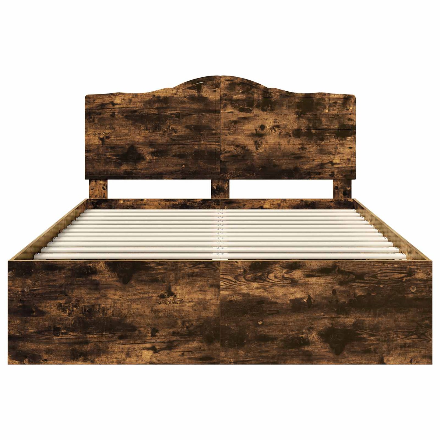 Bed Frame Smoked Oak 140 x 200 cm Solid Pine Wood