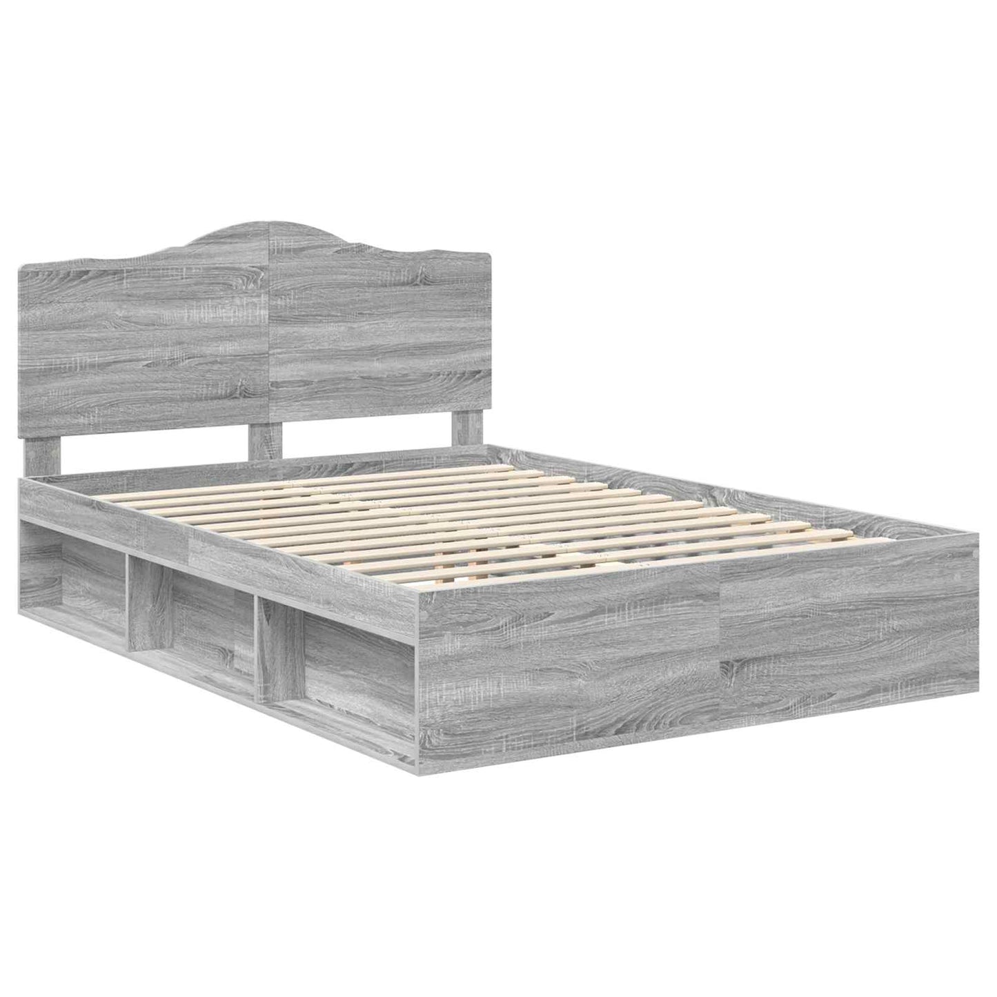 Bed Frame Grey Sonoma 140 x 200 cm Solid Pine Wood