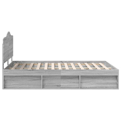 Bed Frame Grey Sonoma 140 x 200 cm Solid Pine Wood