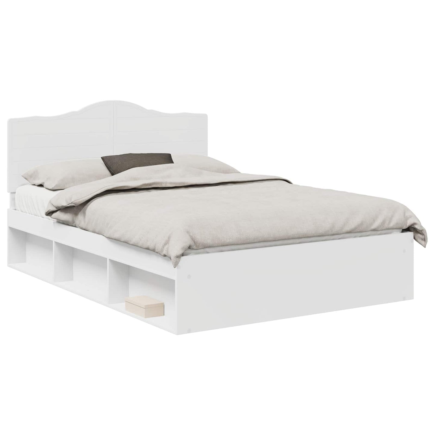 Bed Frame with Headboard White 140 x 190 cm Solid Pine Wood