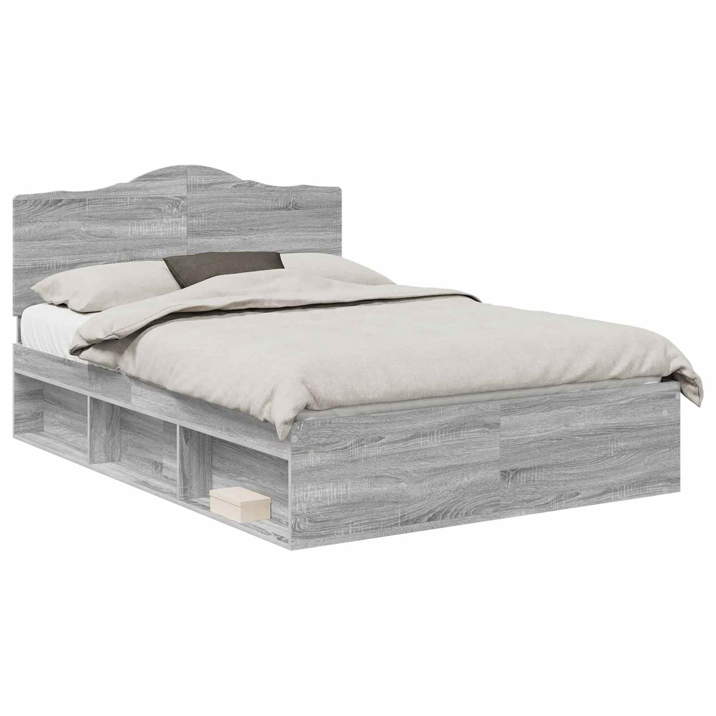 Bed Frame Grey Sonoma 140 x 190 cm Solid Pine Wood