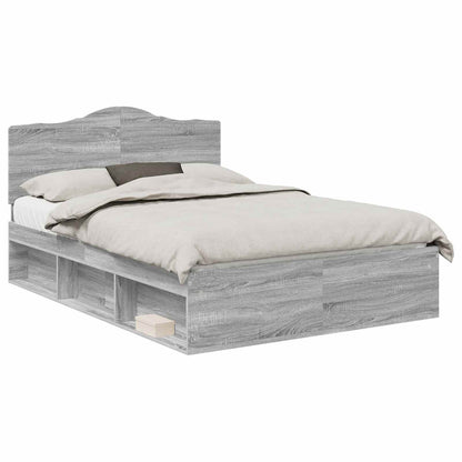Bed Frame Grey Sonoma 140 x 190 cm Solid Pine Wood
