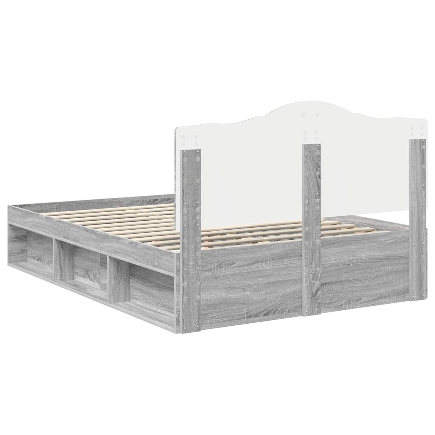 Bed Frame Grey Sonoma 140 x 190 cm Solid Pine Wood