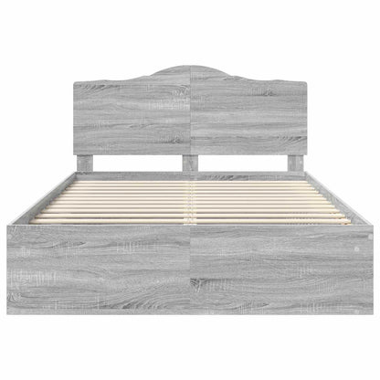 Bed Frame Grey Sonoma 140 x 190 cm Solid Pine Wood