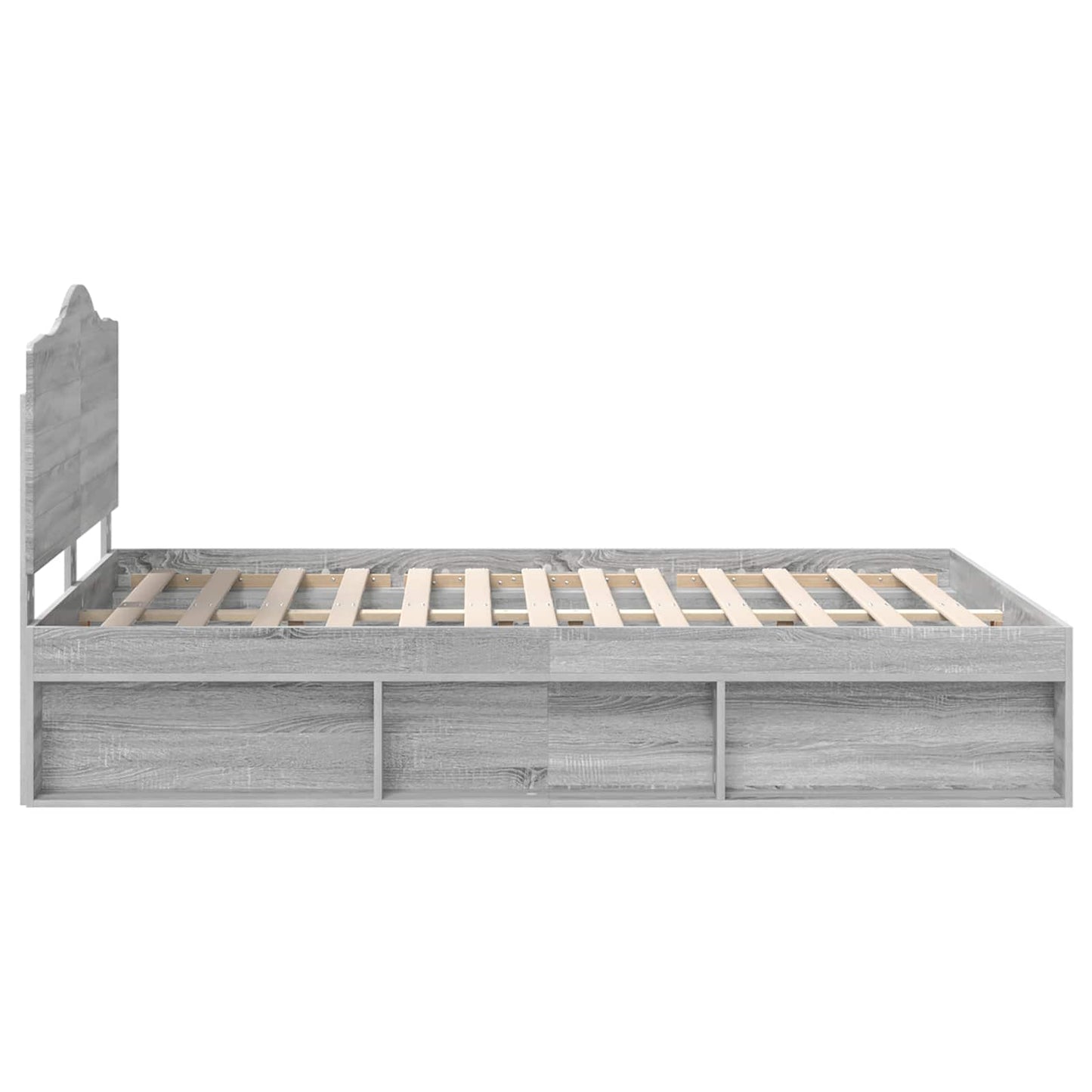 Bed Frame Grey Sonoma 140 x 190 cm Solid Pine Wood