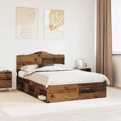 Bed Frame with Headboard Old Wood 140 x 190 cm Solid Pine Wood