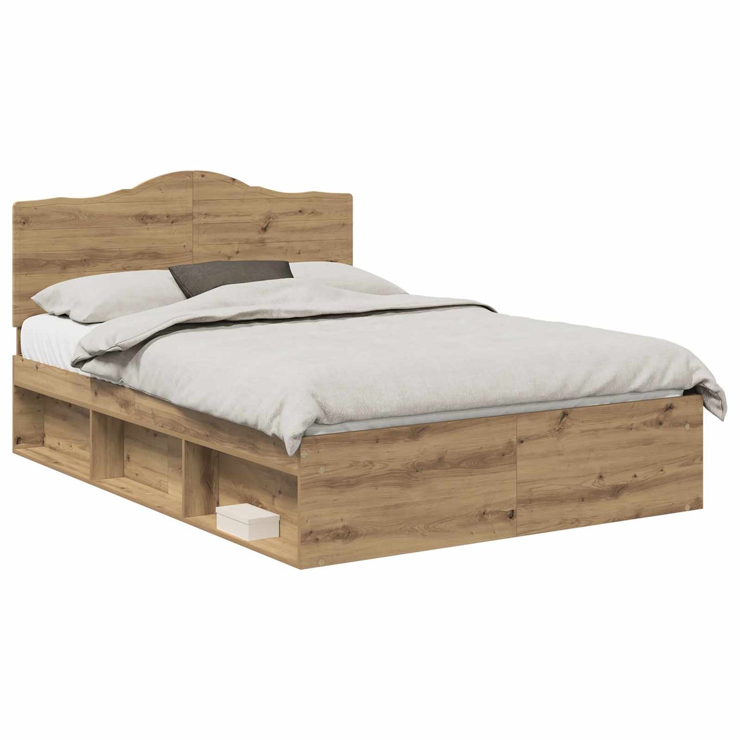 Bed Frame Artisian Oak 140 x 190 cm Solid Pine Wood