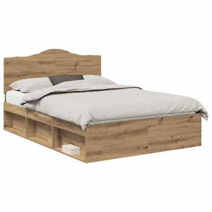 Bed Frame Artisian Oak 140 x 190 cm Solid Pine Wood