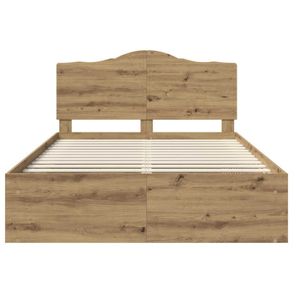Bed Frame Artisian Oak 140 x 190 cm Solid Pine Wood