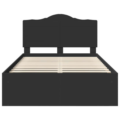 Bed Frame with Headboard Black 135 x 190 cm Solid Pine Wood