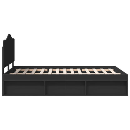 Bed Frame with Headboard Black 135 x 190 cm Solid Pine Wood