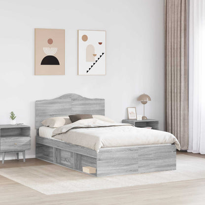 Bed Frame Grey Sonoma 135 x 190 cm Solid Pine Wood