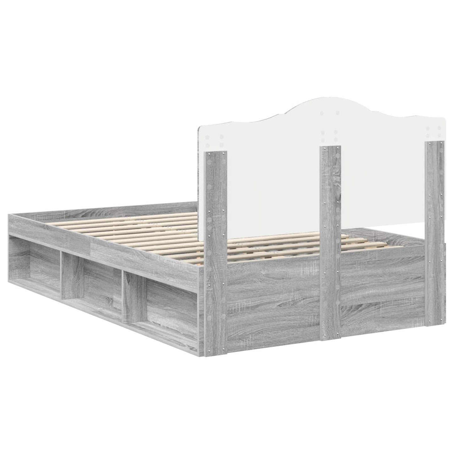 Bed Frame Grey Sonoma 135 x 190 cm Solid Pine Wood