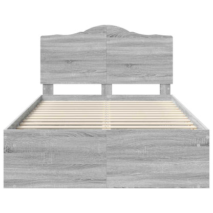 Bed Frame Grey Sonoma 135 x 190 cm Solid Pine Wood