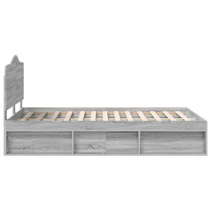 Bed Frame Grey Sonoma 135 x 190 cm Solid Pine Wood