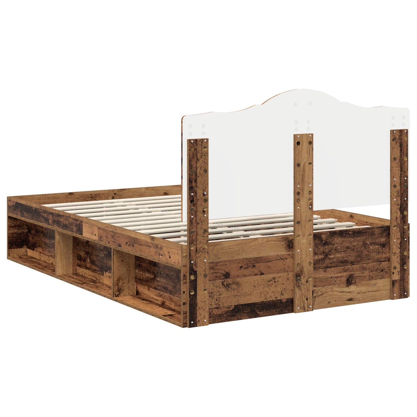 Bed Frame with Headboard Old Wood 135 x 190 cm Solid Pine Wood