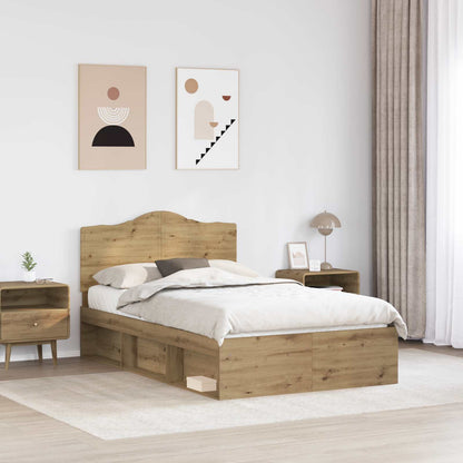 Bed Frame Artisian Oak 135 x 190 cm Solid Pine Wood