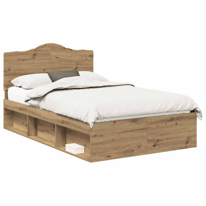 Bed Frame Artisian Oak 135 x 190 cm Solid Pine Wood