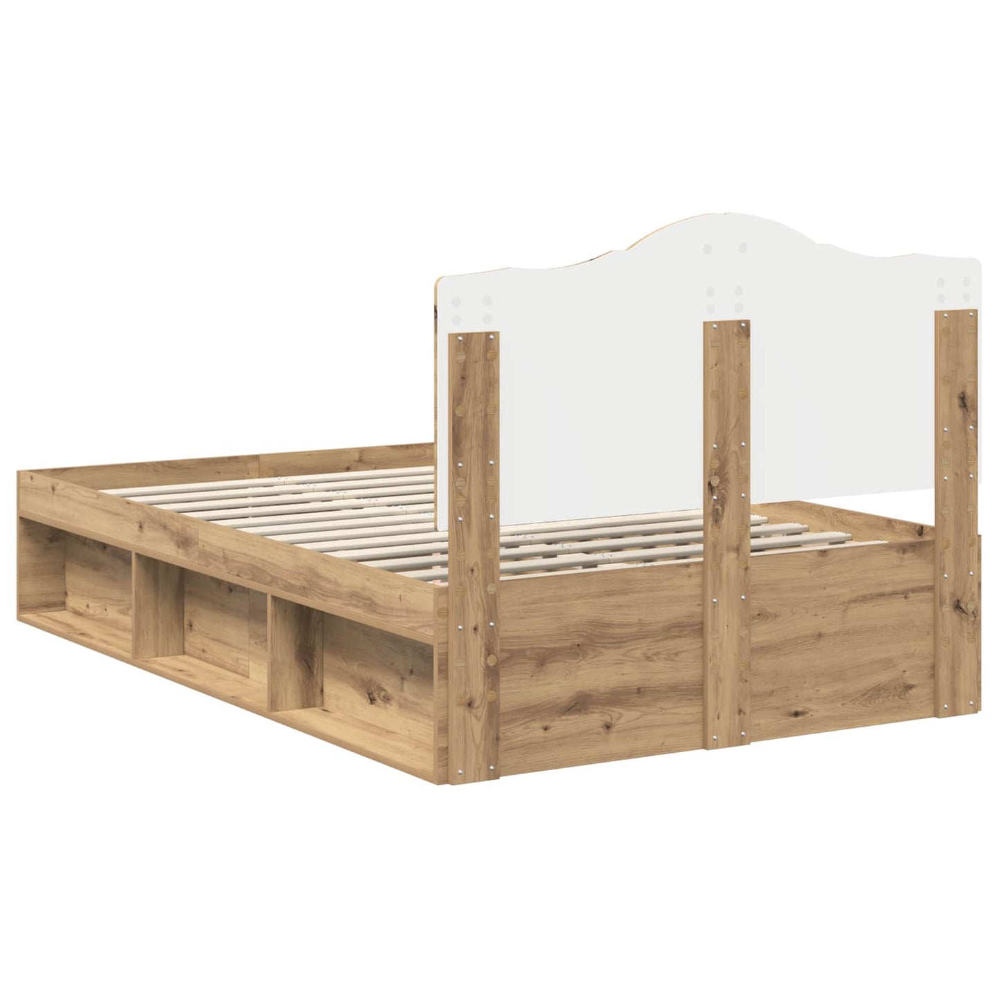 Bed Frame Artisian Oak 135 x 190 cm Solid Pine Wood