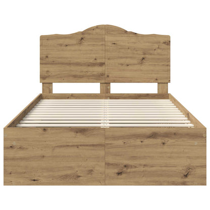 Bed Frame Artisian Oak 135 x 190 cm Solid Pine Wood