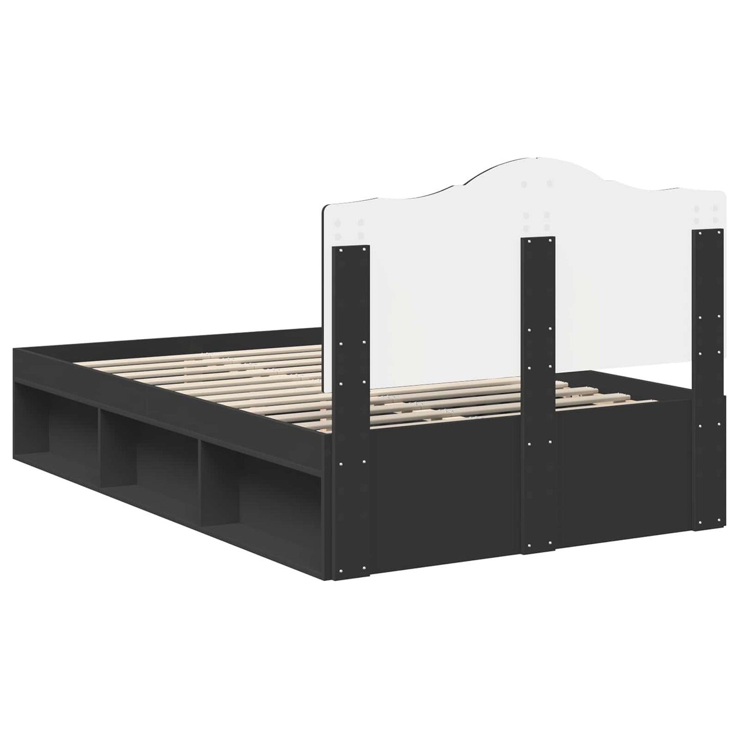 Bed Frame with Headboard Black 120 x 200 cm Solid Pine Wood