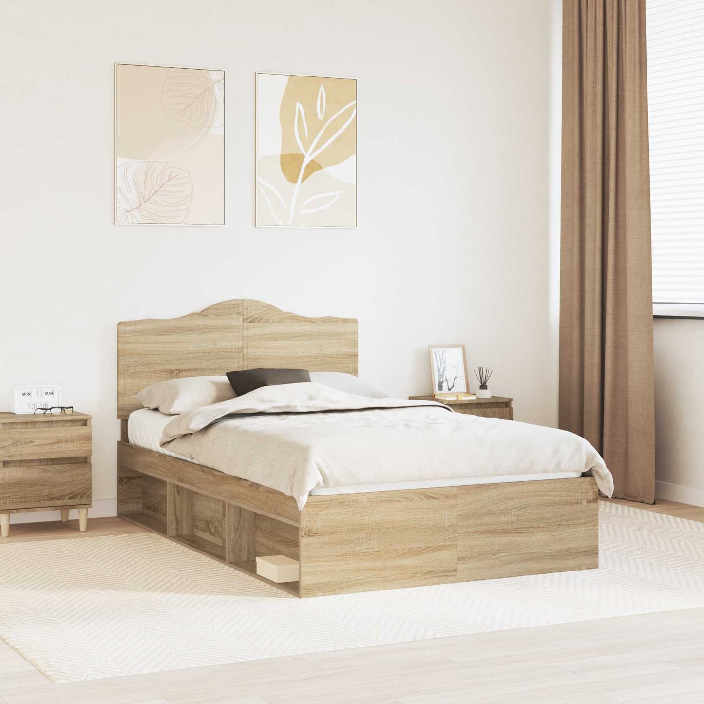 Bed Frame with Headboard Sonoma 120 x 200 cm Solid Pine Wood