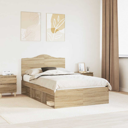 Bed Frame with Headboard Sonoma 120 x 200 cm Solid Pine Wood