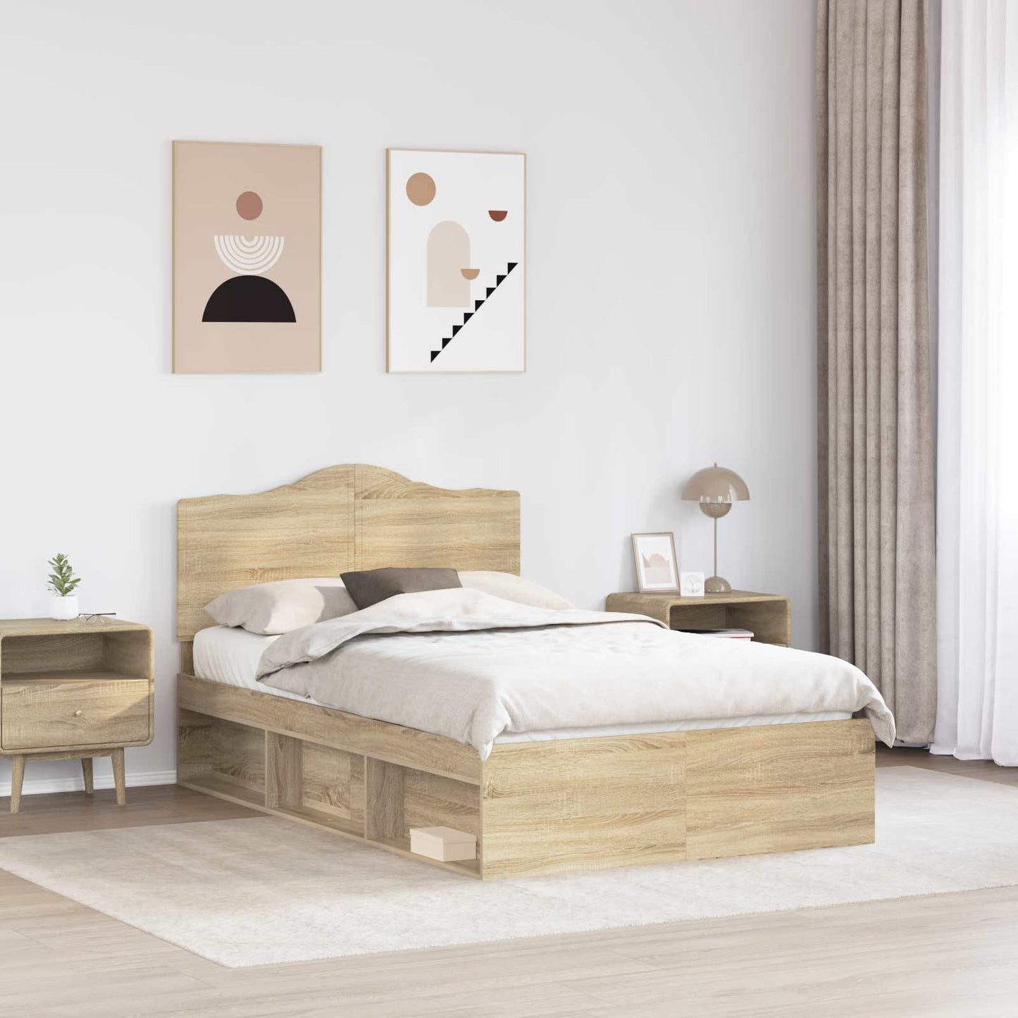 Bed Frame with Headboard Sonoma 120 x 200 cm Solid Pine Wood