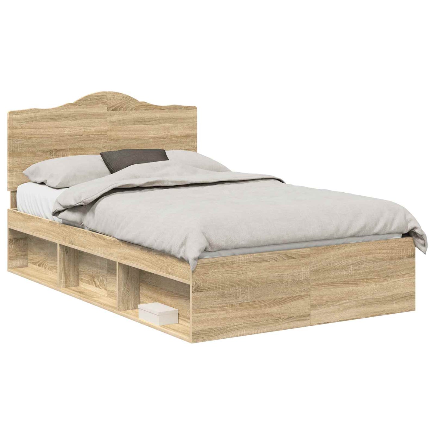 Bed Frame with Headboard Sonoma 120 x 200 cm Solid Pine Wood