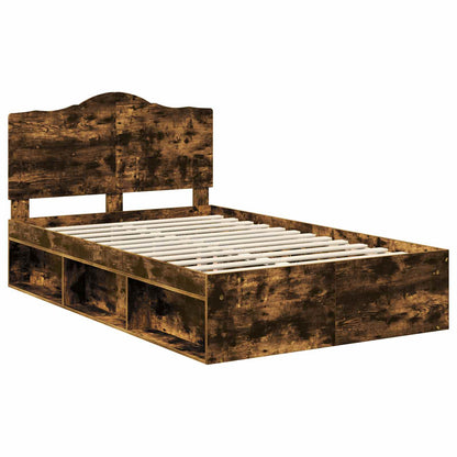 Bed Frame Smoked Oak 120 x 200 cm Solid Pine Wood