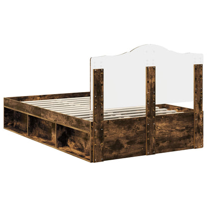 Bed Frame Smoked Oak 120 x 200 cm Solid Pine Wood