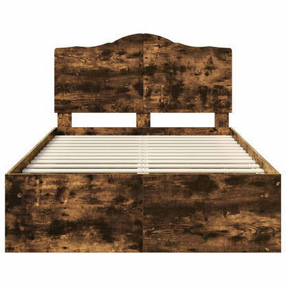 Bed Frame Smoked Oak 120 x 200 cm Solid Pine Wood