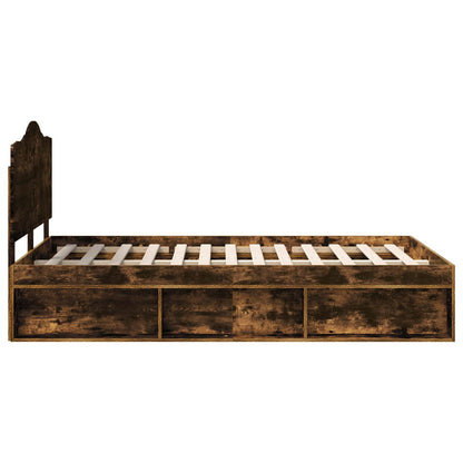 Bed Frame Smoked Oak 120 x 200 cm Solid Pine Wood