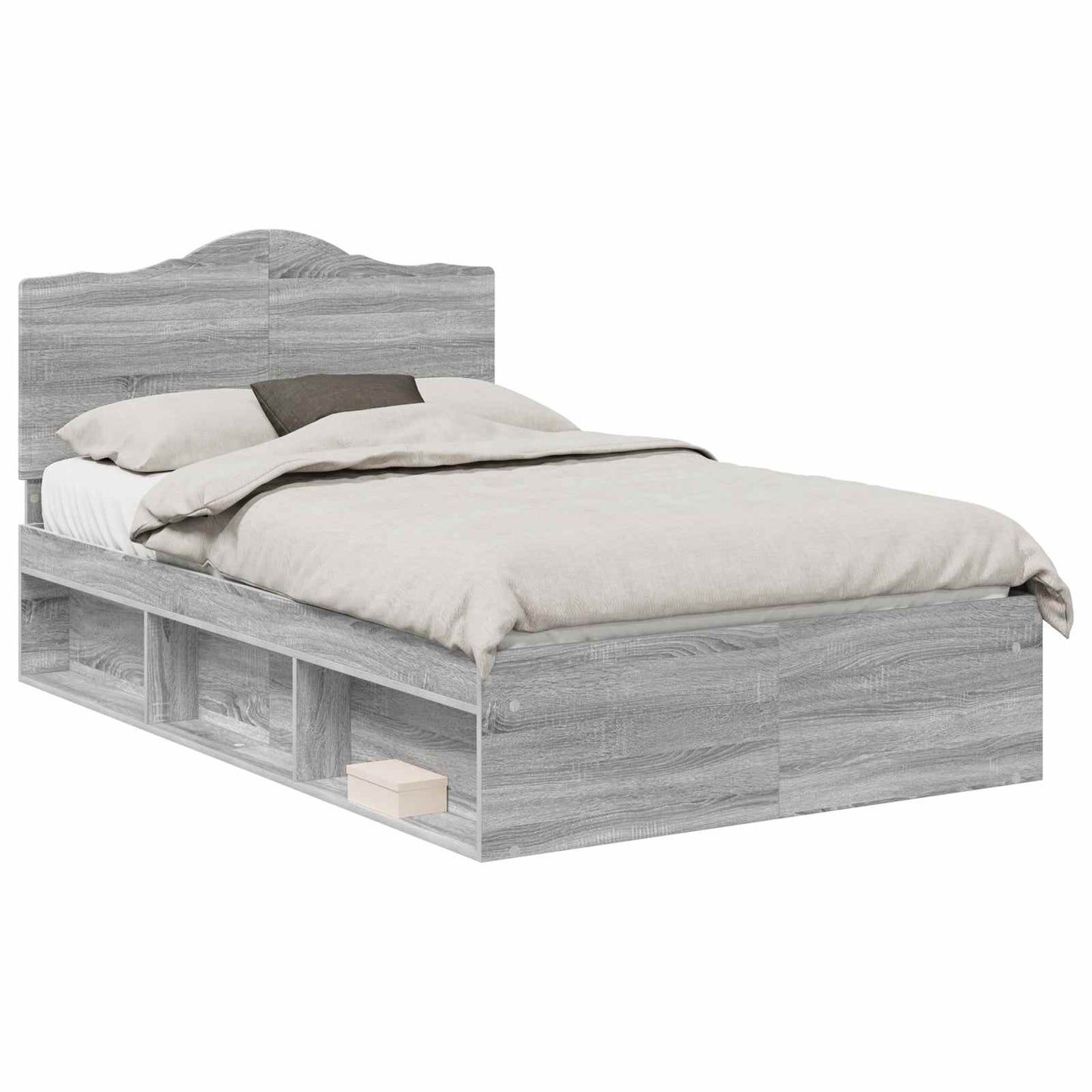 Bed Frame Grey Sonoma 120 x 200 cm Solid Pine Wood