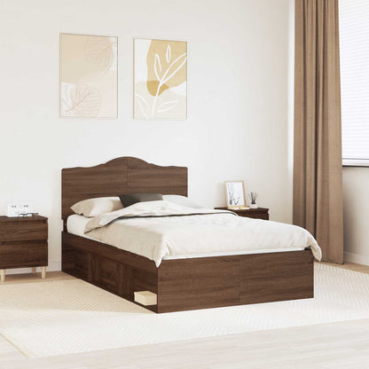 Bed Frame with Headboard Brown Oak 120 x 200 cm Solid Pine Wood