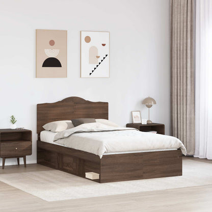 Bed Frame with Headboard Brown Oak 120 x 200 cm Solid Pine Wood