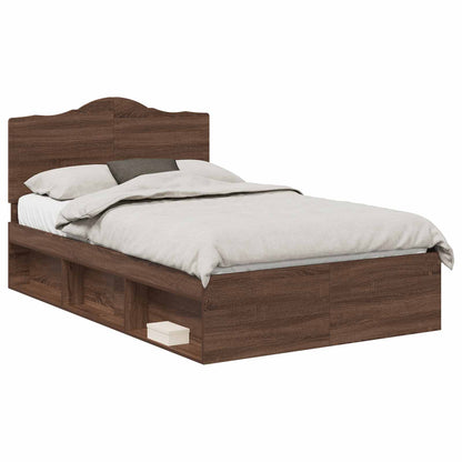 Bed Frame with Headboard Brown Oak 120 x 200 cm Solid Pine Wood