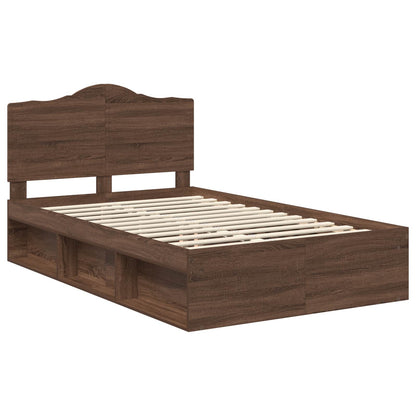 Bed Frame with Headboard Brown Oak 120 x 200 cm Solid Pine Wood