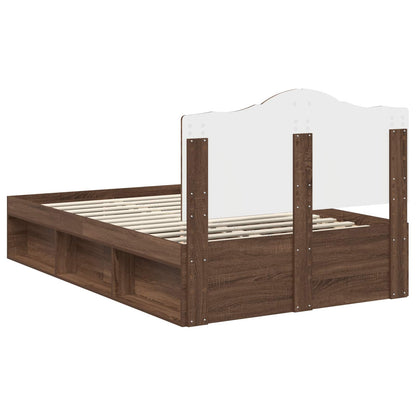 Bed Frame with Headboard Brown Oak 120 x 200 cm Solid Pine Wood