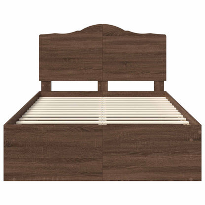Bed Frame with Headboard Brown Oak 120 x 200 cm Solid Pine Wood