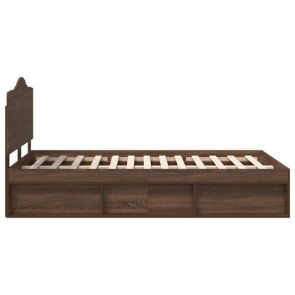 Bed Frame with Headboard Brown Oak 120 x 200 cm Solid Pine Wood