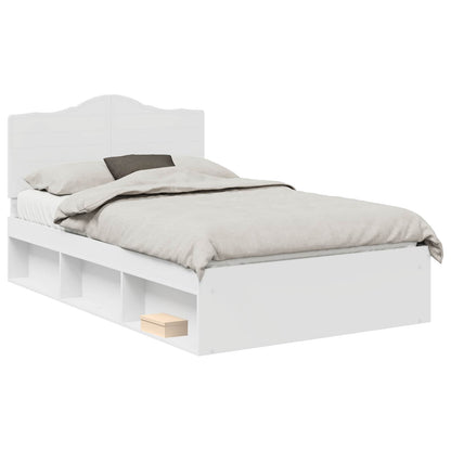 Bed Frame with Headboard White 120 x 190 cm Solid Pine Wood