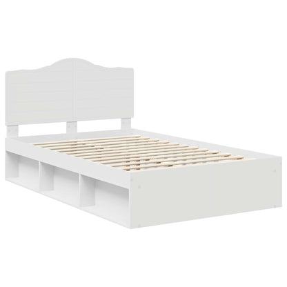 Bed Frame with Headboard White 120 x 190 cm Solid Pine Wood