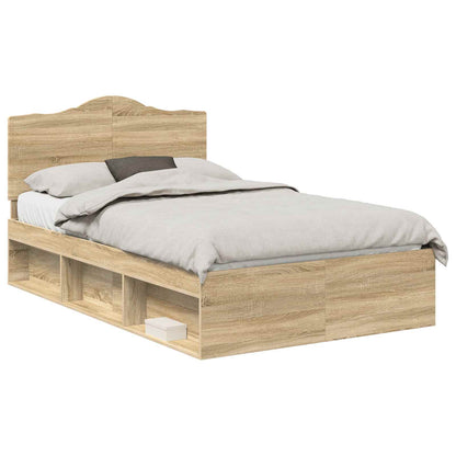 Bed Frame with Headboard Sonoma 120 x 190 cm Solid Pine Wood