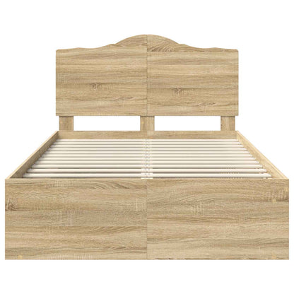Bed Frame with Headboard Sonoma 120 x 190 cm Solid Pine Wood