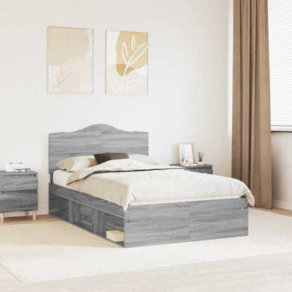 Bed Frame Grey Sonoma 120 x 190 cm Solid Pine Wood