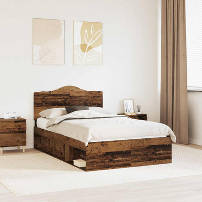 Bed Frame with Headboard Old Wood 120 x 190 cm Solid Pine Wood