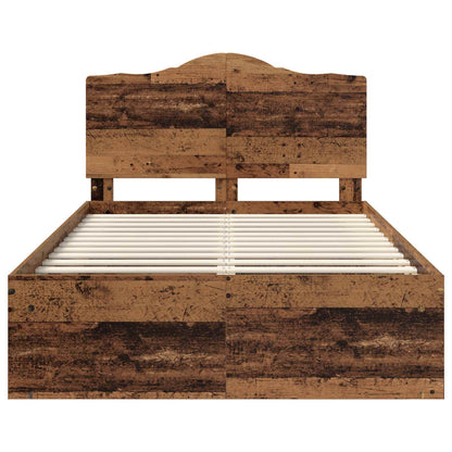 Bed Frame with Headboard Old Wood 120 x 190 cm Solid Pine Wood